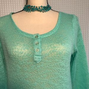 Charming Charlie Aqua Sweater Long Sleeve